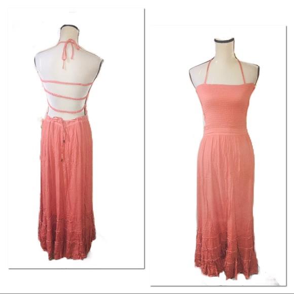 •3X HP•SOLD OUT•Boho Backless Strapless Pink Maxi• - Picture 5 of 8